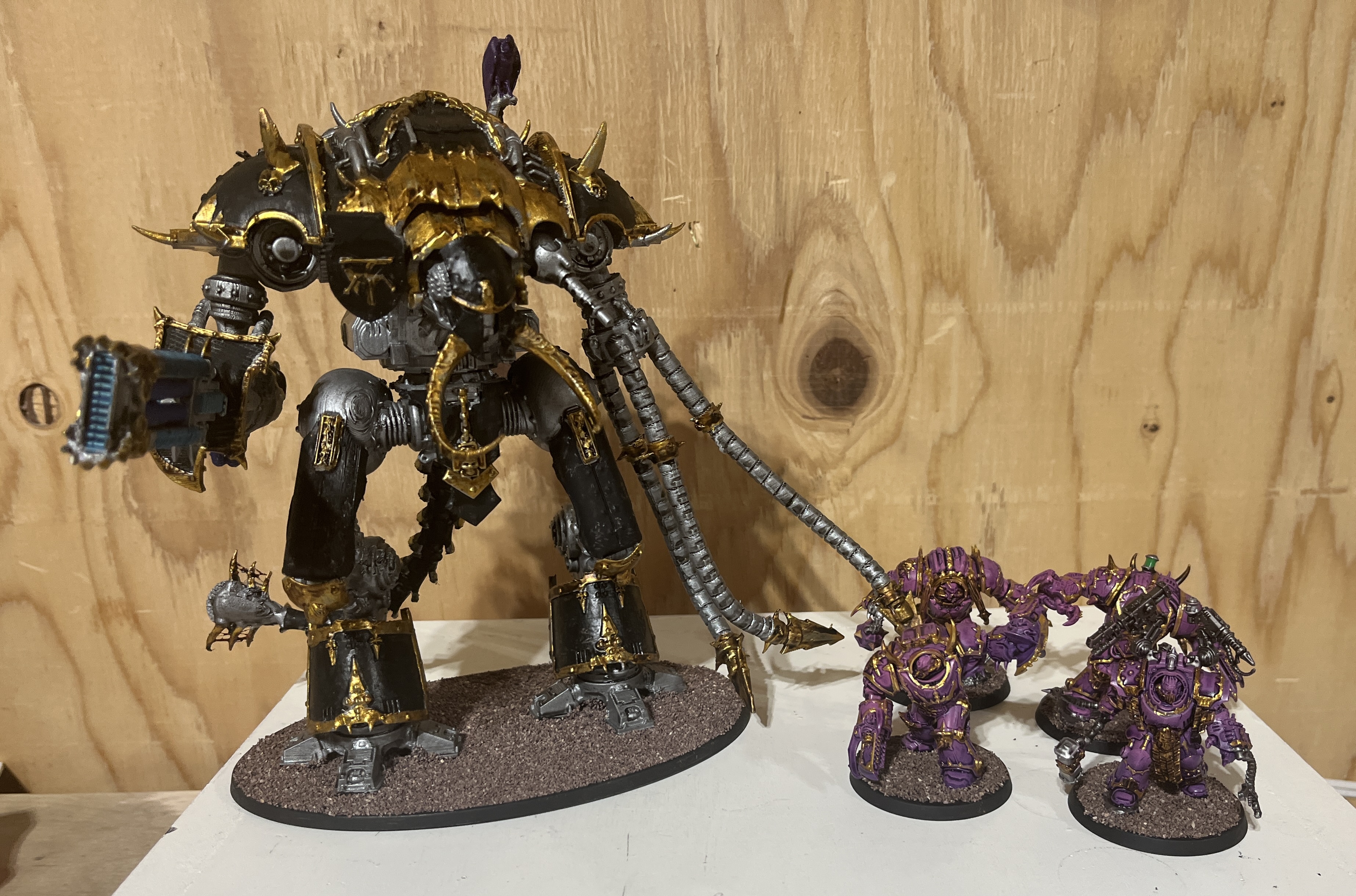 Chaos Knights Lords of Dread vs Chaos Space Marines Creations of Bile